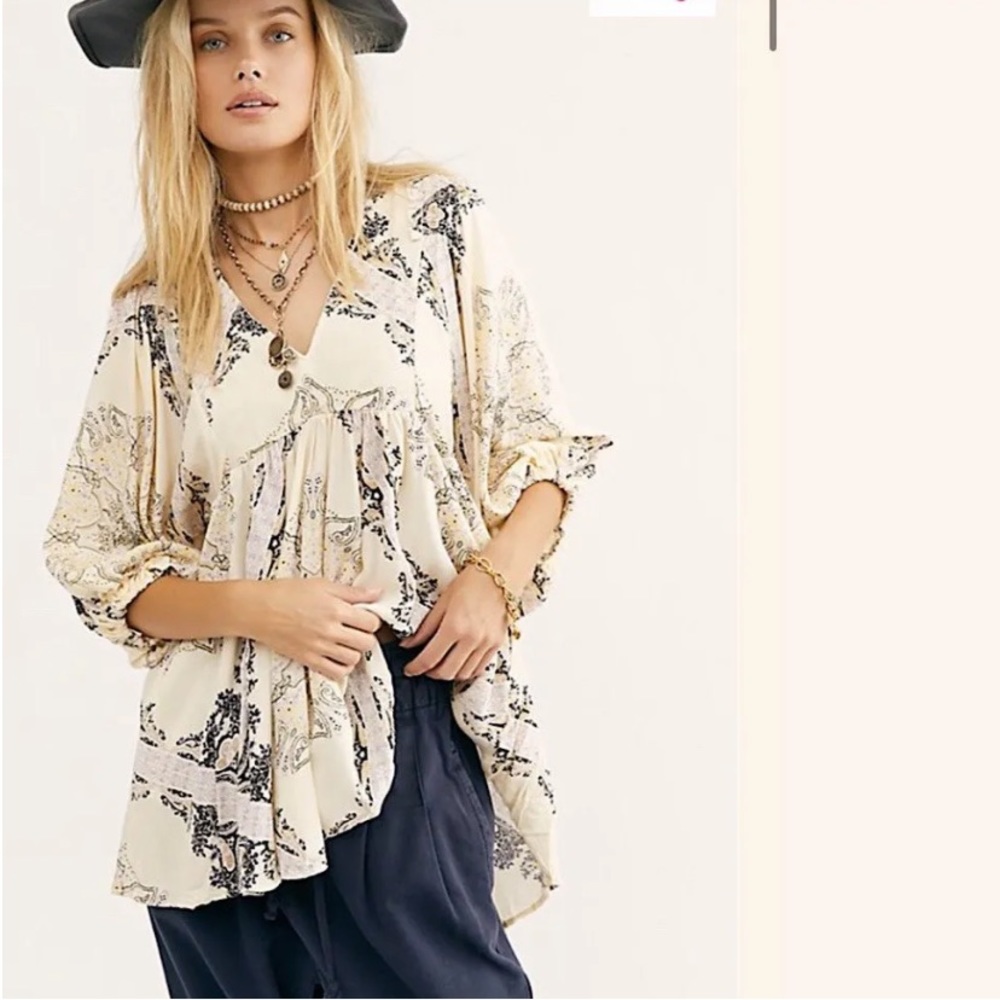 Free People Girl Talk Bohemian Tunic Top M22